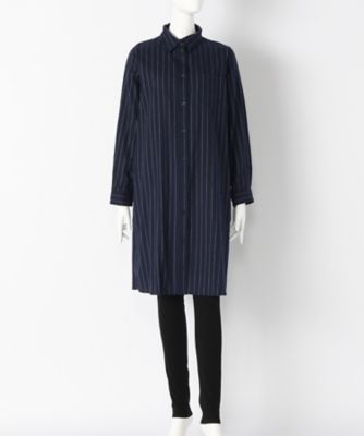 【SALE（伊勢丹）】＜サブストリート マイスタンダード/SAB STREET MY STANDARD＞ 大きいサイズ ストライプシャツワンピース(33-30-7572)(クローバー) ネイビー(40) 【三越・伊勢丹/公式】