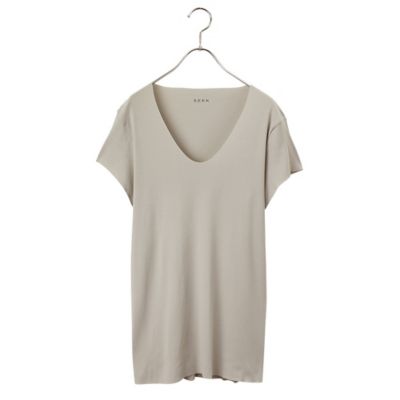 ＜シーク/SEEK＞ 春夏用/Uネックシャツ/強撚糸/袖短め(EE3416) グレー 【三越・伊勢丹/公式】