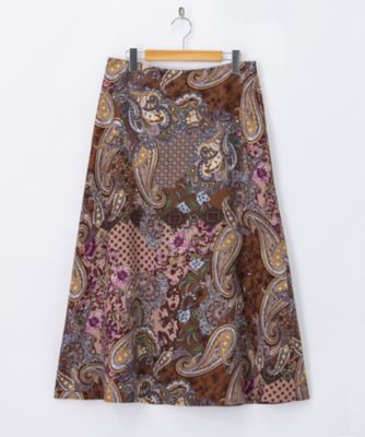 ＜スキャパ/SCAPA＞ 大きいサイズ OMI アーカイブ柄スカート(72171249022)(クローバー) コゲチャ(88) 【三越・伊勢丹/公式】