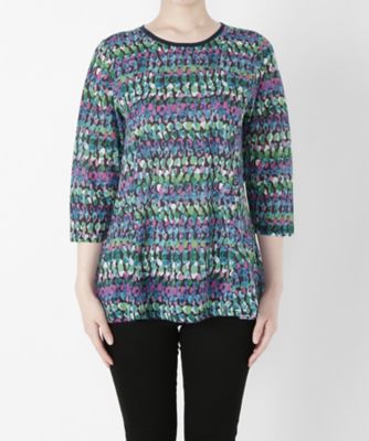 【SALE（三越）】＜るんびに＞ 丸首脇フレアチュニック7分袖カット アンド ソーン(M17S04-N01C094) グリーン 【三越・伊勢丹/公式】