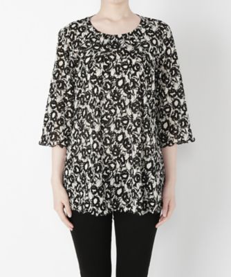 【SALE（三越）】＜るんびに＞ 丸首タックチュニック7分袖カット アンド ソーン(M17S04-N01C102) アイボリー 【三越・伊勢丹/公式】