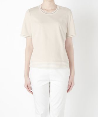 ＜るんびに＞ クルーネックニットまとめプルオーバー半袖 TS529 ベージュ 【三越・伊勢丹/公式】