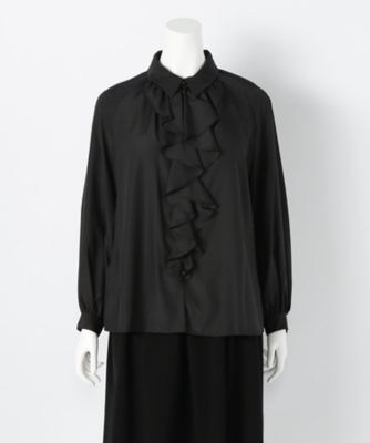【SALE（伊勢丹）】＜エクスキー/Exquis＞ 大きいサイズ フリルブラウス(120255009)(クローバープラス) クロ(05) 【三越・伊勢丹/公式】