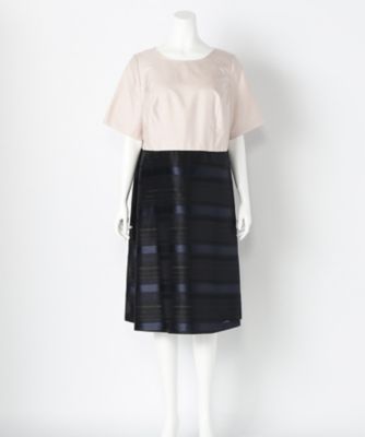 【SALE（伊勢丹）】＜ラ・デファンス/La Defence＞ 大きいサイズ シャンタン+ボーダードレス(110251095)(クローバープラス) ピンク(12) 【三越・伊勢丹/公式】