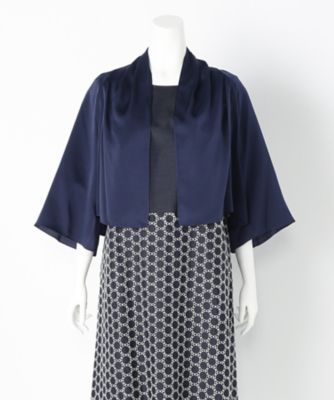 【SALE（伊勢丹）】＜ラ・デファンス/La Defence＞ 大きいサイズ サテンボレロブラウス(110008022)(クローバープラス) ネイビー(75) 【三越・伊勢丹/公式】