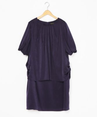 【SALE（伊勢丹）】＜ラ・デファンス/La Defence＞ 大きいサイズ シャーリング使いドレス(110001406)(クローバープラス) パープル 【三越・伊勢丹/公式】