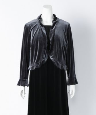 【SALE（伊勢丹）】＜ラ・デファンス/La Defence＞ 大きいサイズ ベロアボレロジャケット(110008029)(クローバープラス) グレー(04) 【三越・伊勢丹/公式】