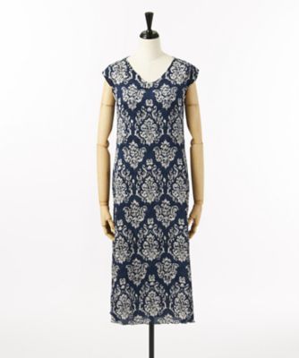 ＜ユキ トリヰ＞ ヴィクトリア柄サテンプリーツワンピース 28170570 紺 【三越・伊勢丹/公式】