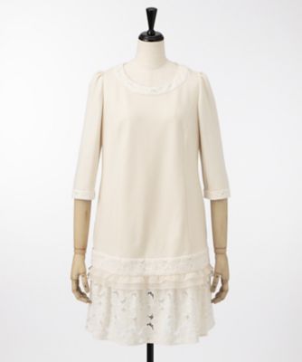 ＜TO BE CHIC＞ 大きいサイズ MIQレースチュニックドレス(クローバー)W7M61567 03L：オフホワイト 【三越・伊勢丹/公式】