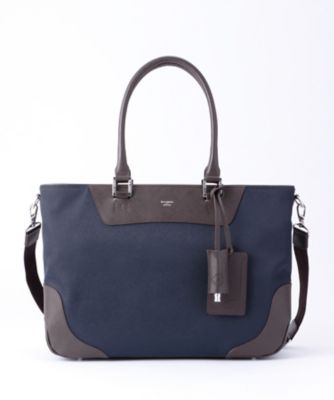 ＜ペッレ モルビダ/PELLE MORBIDA＞ ▼横型トート(PMO-CA101) ネイビーxダークブラウン 【三越・伊勢丹/公式】