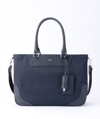 ＜ペッレ モルビダ/PELLE MORBIDA＞ ▼横型トート(PMO-CA101) ネイビーxネイビー 【三越・伊勢丹/公式】