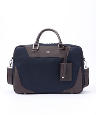＜ペッレ モルビダ/PELLE MORBIDA＞ ▼ブリーフバッグ(PMO-CA103) ネイビーxダークブラウン 【三越・伊勢丹/公式】