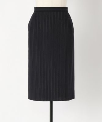 ＜ヨシエ イナバ/yoshie inaba＞ 強撚ストライプウールボイルスカート B0372FSS055 ネイビーストライプ 【三越・伊勢丹/公式】