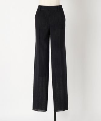 ＜ヨシエ イナバ/yoshie inaba＞ 強撚ストライプウールボイルパンツ B0372FPP111 ネイビーストライプ 【三越・伊勢丹/公式】