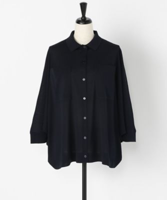 ＜ヨシエ イナバ/yoshie inaba＞ ちりめんシルクニットカーディガン B0373KCD745 ネイビー 【三越・伊勢丹/公式】