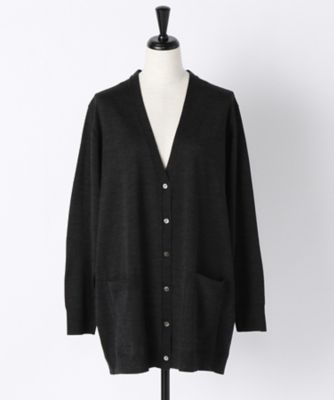 ＜ヨシエ イナバ/yoshie inaba＞ FF30G梳毛ウールロングニットカーディガン B0374KCD717 チャコール 【三越・伊勢丹/公式】