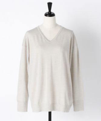 ＜ヨシエ イナバ/yoshie inaba＞ FF30G梳毛ウールVネックニット B0374KSW718 ベージュ 【三越・伊勢丹/公式】