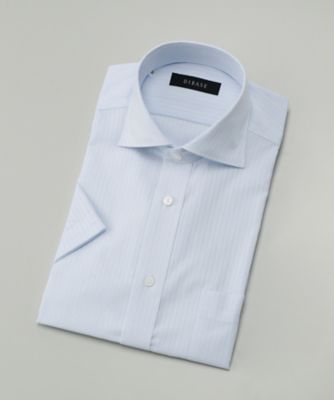 【SALE（伊勢丹）】＜ディバーゼ/DIBASE＞ 【S】形態安定生地使用ワイドカラードレスシャツ青ドビー半袖(7SYICDN411-450) スカイブルー 【三越・伊勢丹/公式】