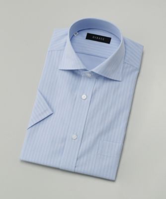 【SALE（伊勢丹）】＜ディバーゼ/DIBASE＞ 【S】形態安定生地使用ワイドカラードレスシャツ青ドビー半袖(7SYICDN411-451) サックス 【三越・伊勢丹/公式】