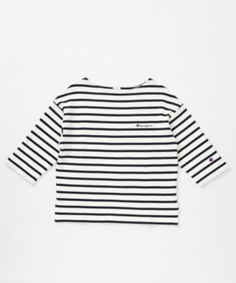 【SALE（伊勢丹）】＜Champion/チャンピオン＞ 【S】ウィメンズ 3/4スリーブ ボートネックTシャツ(CW-K401) 026・オフホワイトxネイビー 【三越・伊勢丹/公式】
