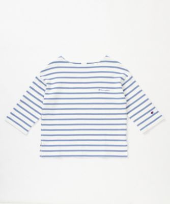 【SALE（伊勢丹）】＜Champion/チャンピオン＞ 【S】ウィメンズ 3/4スリーブ ボートネックTシャツ(CW-K401) 025・オフホワイトxブルー 【三越・伊勢丹/公式】