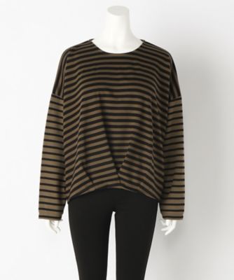 【SALE（伊勢丹）】＜サブストリート マイスタンダード/SAB STREET MY STANDARD＞ 大きいサイズ ボーダーカット アンド ソーン(33-61-0372)(クローバープラス) カーキxクロ(63) 【三越・伊勢丹/公式】