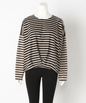 【SALE（伊勢丹）】＜サブストリート マイスタンダード/SAB STREET MY STANDARD＞ 大きいサイズ ボーダーカット アンド ソーン(33-61-0372)(クローバープラス) チャイロxクロ(23) 【三越・伊勢丹/公式】