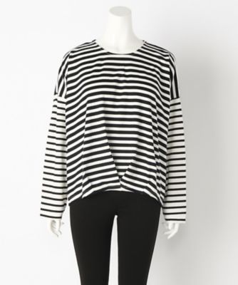 【SALE（伊勢丹）】＜サブストリート マイスタンダード/SAB STREET MY STANDARD＞ 大きいサイズ ボーダーカット アンド ソーン(33-61-0372)(クローバープラス) シロxクロ(03) 【三越・伊勢丹/公式】