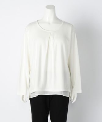 【SALE（伊勢丹）】＜サブストリート マイスタンダード/SAB STREET MY STANDARD＞ 大きいサイズ <CAPTURE>重ね着風カット アンド ソーン(33-61-0378)(クローバープラス) アイボリー(01) 【三越・伊勢丹/公式】