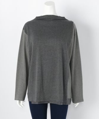 【SALE（伊勢丹）】＜サブストリート マイスタンダード/SAB STREET MY STANDARD＞ 大きいサイズ <CAPTURE>ボトルネック重ね着風カット アンド ソーン(33-61-0380)(クローバープラス) 杢グレー(10) 【三越・伊勢丹/公式】