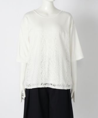 【SALE（伊勢丹）】＜サブストリート マイスタンダード/SAB STREET MY STANDARD＞ 大きいサイズ <CAPTURE>丸首カット アンド ソーン(33-61-0381)(クローバー) アイボリー（01） 【三越・伊勢丹/公式】