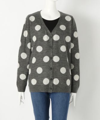 【SALE（伊勢丹）】＜サブストリート マイスタンダード/SAB STREET MY STANDARD＞ 大きいサイズ 柄ニットカーディガン(33-50-0123)(クローバープラス) グレーxドット(13) 【三越・伊勢丹/公式】