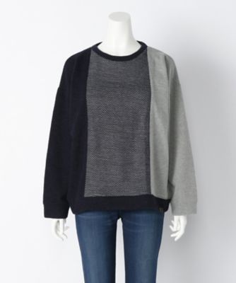 【SALE（伊勢丹）】＜サブストリート マイスタンダード/SAB STREET MY STANDARD＞ 大きいサイズ ミニ裏毛カット アンド ソーン(33-61-0376)(クローバープラス) ネイビー(40) 【三越・伊勢丹/公式】