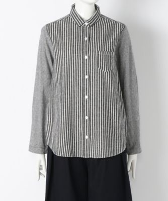 ＜サブストリート マイスタンダード/SAB STREET MY STANDARD＞ 大きいサイズ ストライプMIXシャツ(33-01-5543)(クローバー) クロ（04） 【三越・伊勢丹/公式】