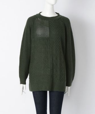 【SALE（伊勢丹）】＜サブストリート マイスタンダード/SAB STREET MY STANDARD＞ 大きいサイズ パッチワーク風ニットプルオーバー(33-51-0240)(クローバー) ミドリ(60) 【三越・伊勢丹/公式】