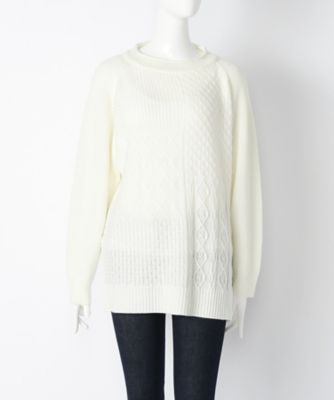 【SALE（伊勢丹）】＜サブストリート マイスタンダード/SAB STREET MY STANDARD＞ 大きいサイズ パッチワーク風ニットプルオーバー(33-51-0240)(クローバー) アイボリー(01) 【三越・伊勢丹/公式】