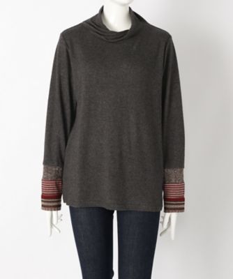 ＜サブストリート マイスタンダード/SAB STREET MY STANDARD＞ 大きいサイズ 袖切り替えタートルカット アンド ソーン(33-61-0433)(クローバー) チャコールグレー(10) 【三越・伊勢丹/公式】