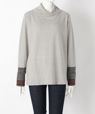 ＜サブストリート マイスタンダード/SAB STREET MY STANDARD＞ 大きいサイズ 袖切り替えタートルカット アンド ソーン(33-61-0433)(クローバー) グレー(11) 【三越・伊勢丹/公式】