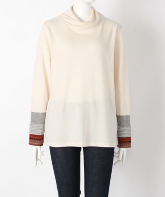 ＜サブストリート マイスタンダード/SAB STREET MY STANDARD＞ 大きいサイズ 袖切り替えタートルカット アンド ソーン(33-61-0433)(クローバー) アイボリー(01) 【三越・伊勢丹/公式】