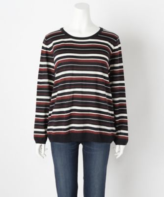 ＜サブストリート マイスタンダード/SAB STREET MY STANDARD＞ 大きいサイズ マルチボーダーセーター(33-51-0322)(クローバープラス) アオ(43) 【三越・伊勢丹/公式】