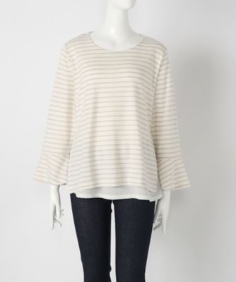 【SALE（伊勢丹）】＜サブストリート マイスタンダード/SAB STREET MY STANDARD＞ 大きいサイズ ボーダーカット アンド ソーン(33-61-0474)(クローバー) チャイロ(23) 【三越・伊勢丹/公式】