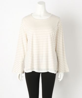 【SALE（伊勢丹）】＜サブストリート マイスタンダード/SAB STREET MY STANDARD＞ 大きいサイズ ボーダーカット アンド ソーン(33-61-0475)(クローバープラス) チャイロ(23) 【三越・伊勢丹/公式】