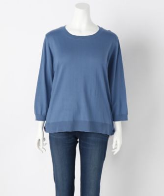 【SALE（伊勢丹）】＜サブストリート マイスタンダード/SAB STREET MY STANDARD＞ 大きいサイズ 布帛付ニットプルオーバー(33-51-0297)(クローバープラス) サックス(42) 【三越・伊勢丹/公式】