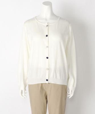 【SALE（伊勢丹）】＜サブストリート マイスタンダード/SAB STREET MY STANDARD＞ 大きいサイズ レトロボタンカーディガン(33-50-0299)(クローバープラス) シロ(01) 【三越・伊勢丹/公式】