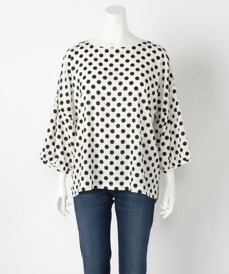 【SALE（伊勢丹）】＜サブストリート マイスタンダード/SAB STREET MY STANDARD＞ 大きいサイズ パフスリーブシフォンブラウス(33-03-5627)(クローバー) オフホワイトxブラック(03) 【三越・伊勢丹/公式】