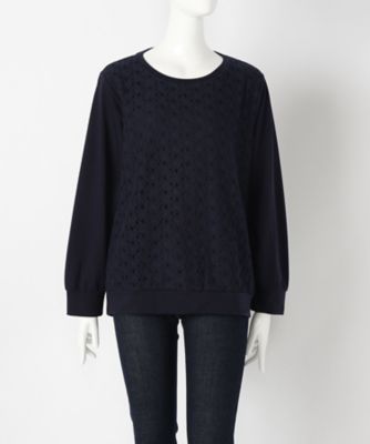 【SALE（伊勢丹）】＜サブストリート マイスタンダード/SAB STREET MY STANDARD＞ 大きいサイズ 花レース付カット アンド ソーン(33-64-0467)(クローバー) ネイビー(40) 【三越・伊勢丹/公式】