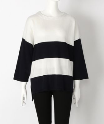 【SALE（伊勢丹）】＜サブストリート マイスタンダード/SAB STREET MY STANDARD＞ 大きいサイズ 太ボーダーセーター(33-51-0317)(クローバー) オフホワイトxネイビー(01) 【三越・伊勢丹/公式】