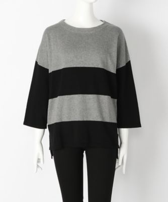 【SALE（伊勢丹）】＜サブストリート マイスタンダード/SAB STREET MY STANDARD＞ 大きいサイズ 太ボーダーセーター(33-51-0317)(クローバー) グレーxブラック(40) 【三越・伊勢丹/公式】