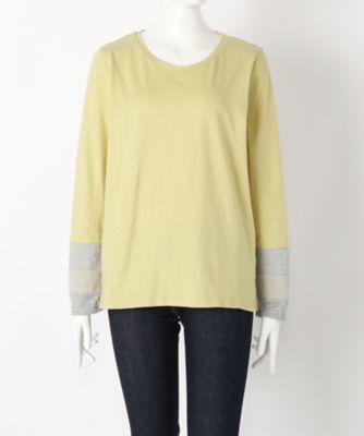 【SALE（伊勢丹）】＜サブストリート マイスタンダード/SAB STREET MY STANDARD＞ 大きいサイズ 袖切り替え丸首カット アンド ソーン(33-61-0482)(クローバー) キイロ(50) 【三越・伊勢丹/公式】