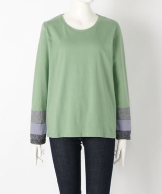 【SALE（伊勢丹）】＜サブストリート マイスタンダード/SAB STREET MY STANDARD＞ 大きいサイズ 袖切り替え丸首カット アンド ソーン(33-61-0482)(クローバー) ミドリ(60) 【三越・伊勢丹/公式】